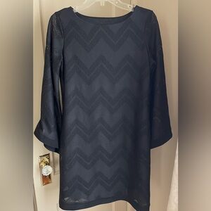 Chic Black Chevron Long Sleeve Dress